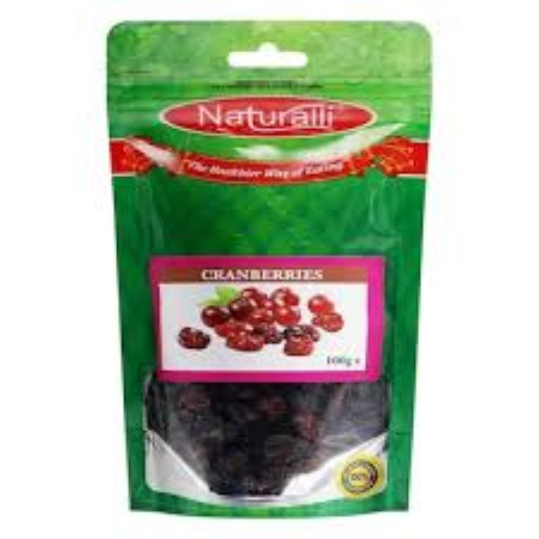 NATURALLI WHOLE DRIED CRANBERRIES 100G